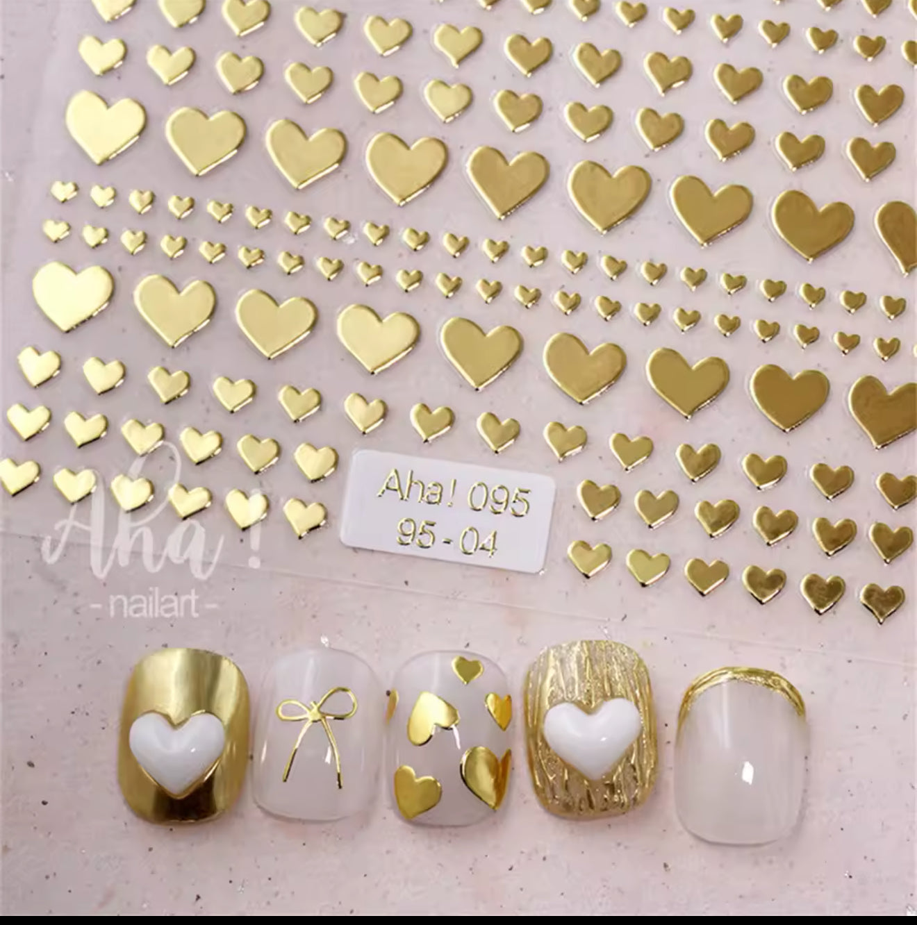 Heart Nail Art Stickers Gold