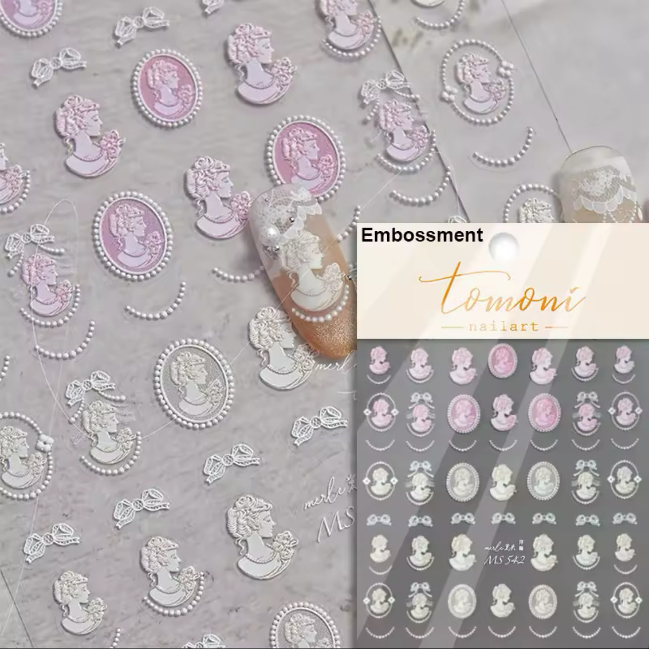 Retro Shiny Glazed Rococo Cameo Decals