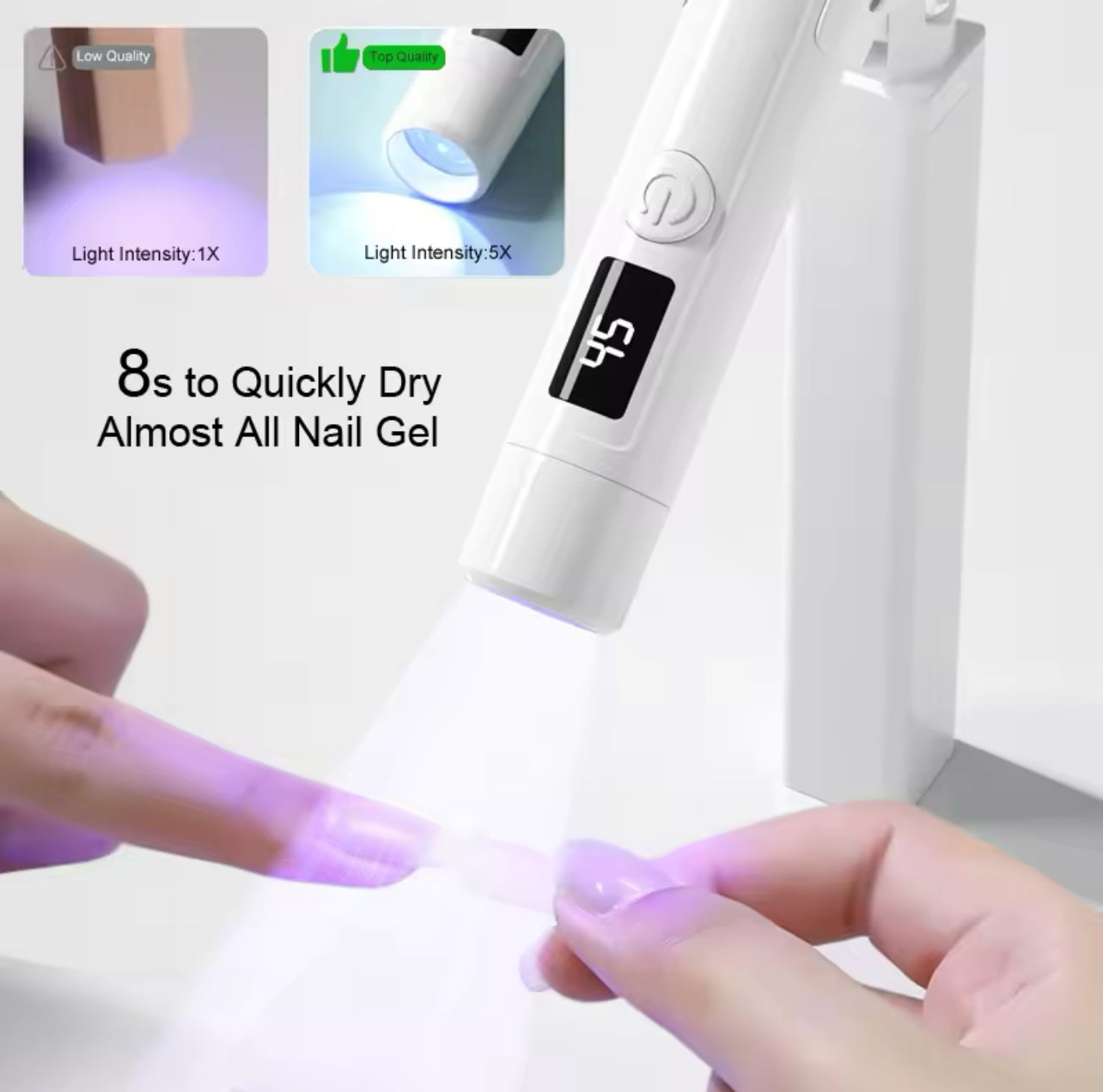 Portable Mini Led UV Lamp for Nails Gel Dry Cordless and Rechargeable Resin Curing UV Light White