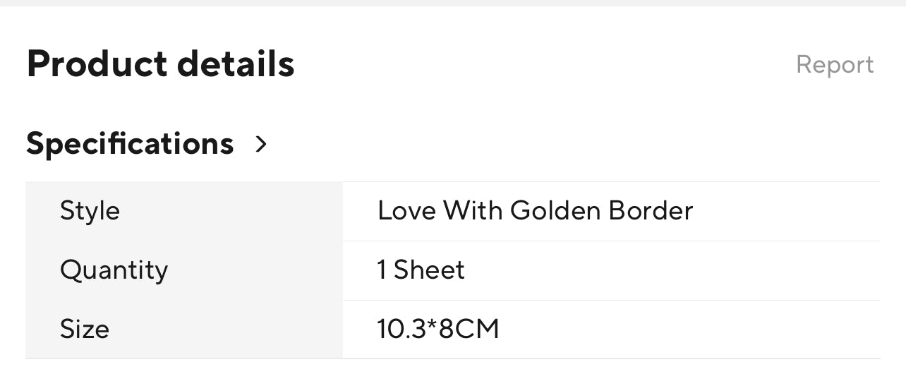 High Quality Nail Art Sticker 8*10cm Gold Frame Nail Decals