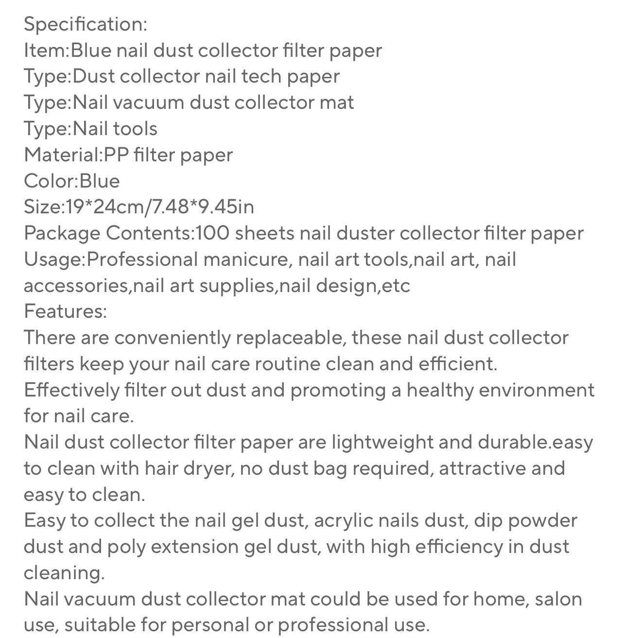 100pcs Disposable Nail Vacuum Dust Collector Napkins White