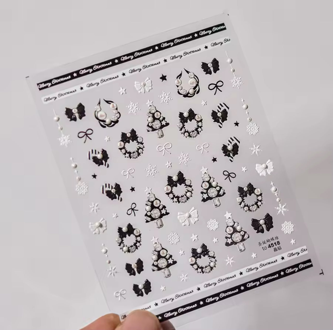 Crystal Diamond Luxury Nail Art Stickers Black and White