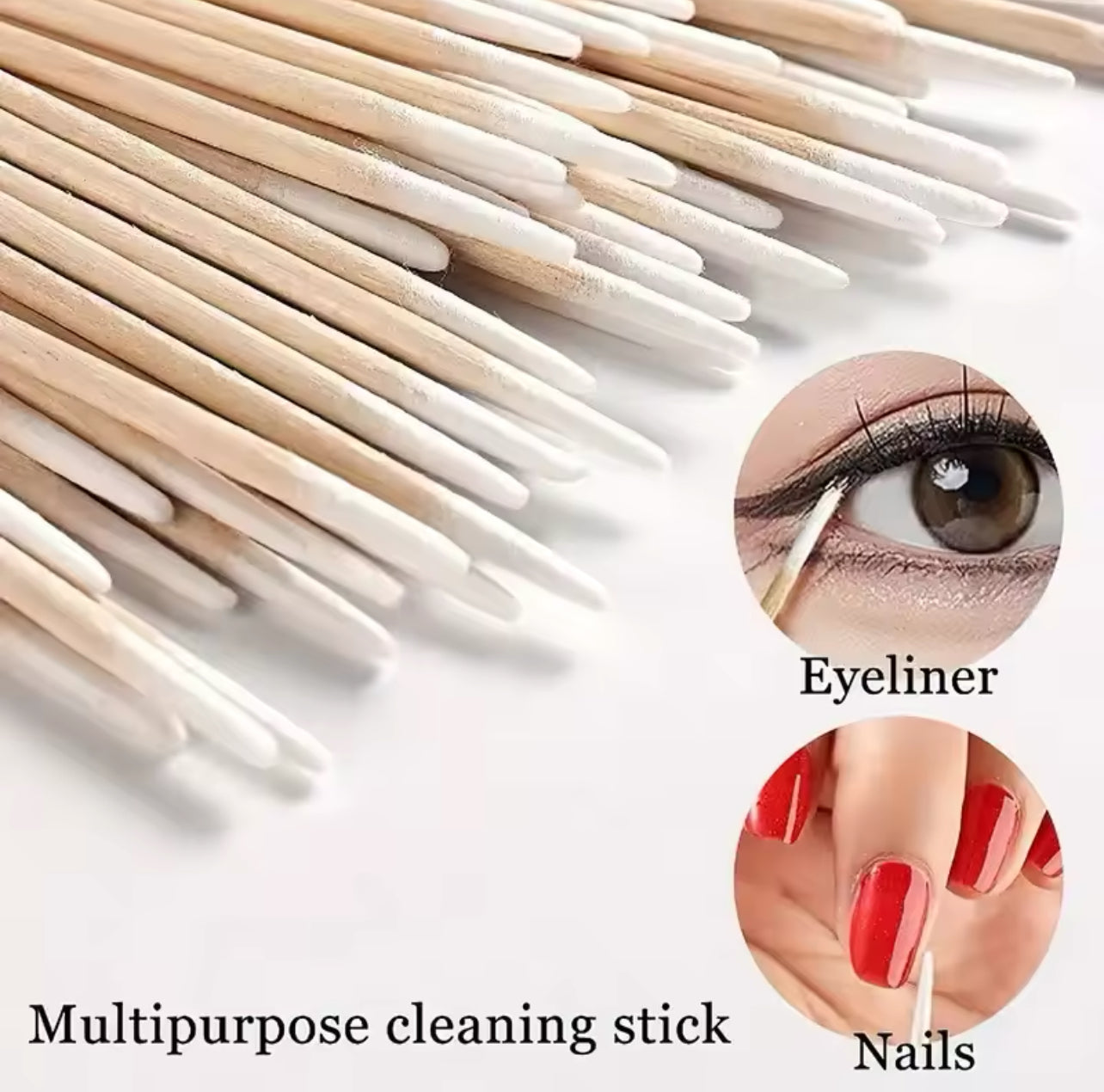 Manicure Tip Cotton Swab, Fine Wooden Stick Disposable