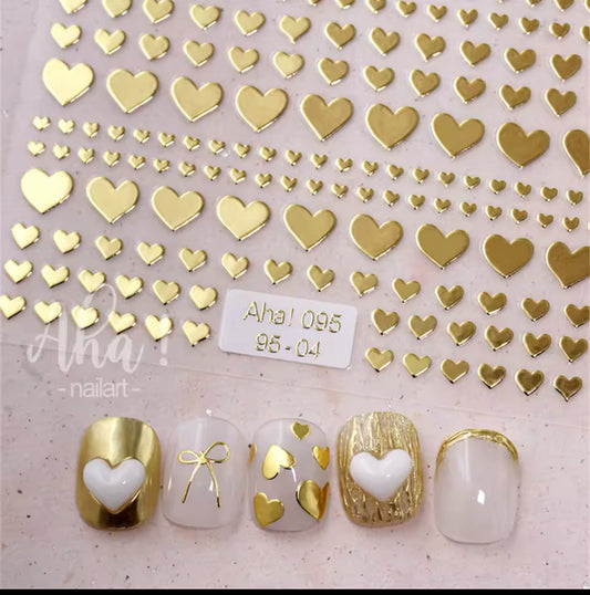 Heart Nail Art Stickers Gold
