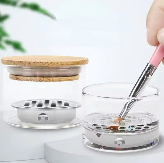 Brush Wash Pen Cup New Technology Glass Crystal, Stainless Steel Mesh Filter Cup