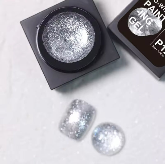 High Density Platinum Gel Polish Semi-solid 5G Reflective Silver Glitter Paint