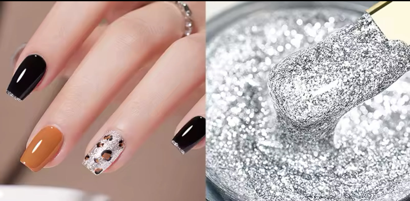 High Density Platinum Gel Polish Semi-solid 5G Reflective Silver Glitter Paint