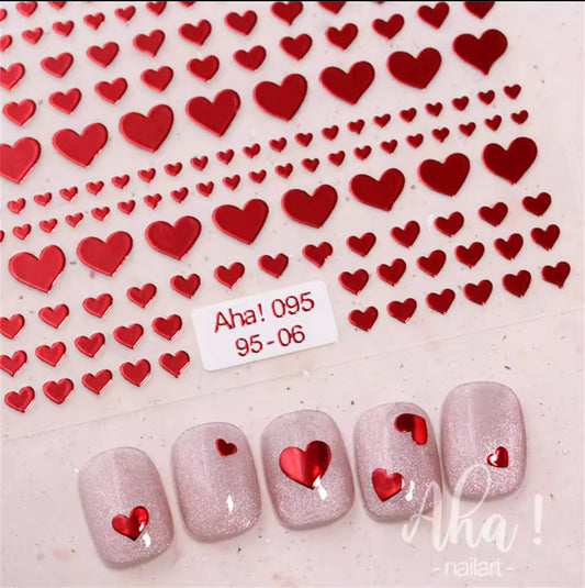 Heart Nail Art Stickers Red