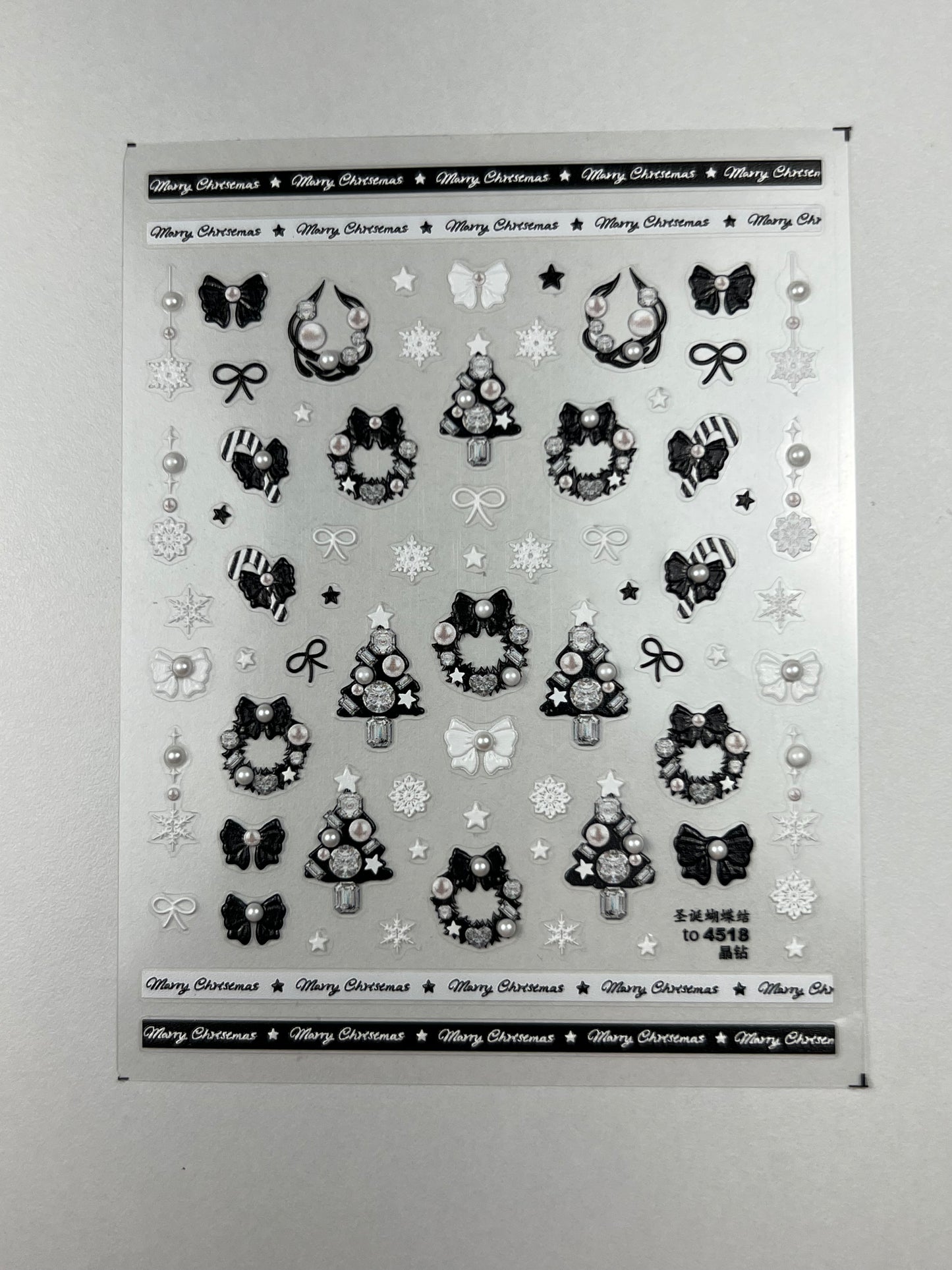Crystal Diamond Luxury Nail Art Stickers Black and White
