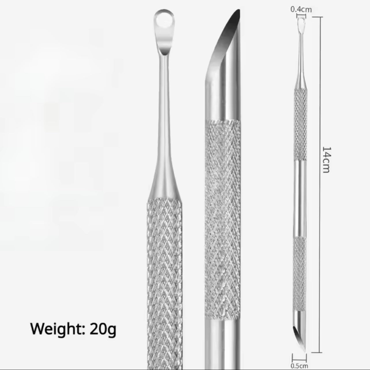 New Nail Double-ended Use Stainless Steel Circle Beveled Head Cuticle Pusher Remover Manicure Stick Nail Tool