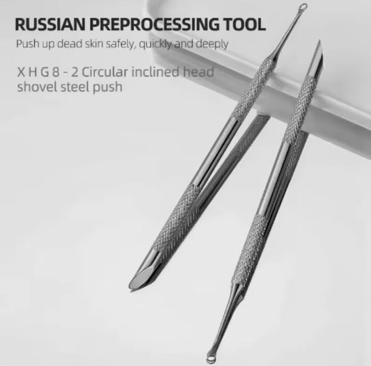 New Nail Double-ended Use Stainless Steel Circle Beveled Head Cuticle Pusher Remover Manicure Stick Nail Tool