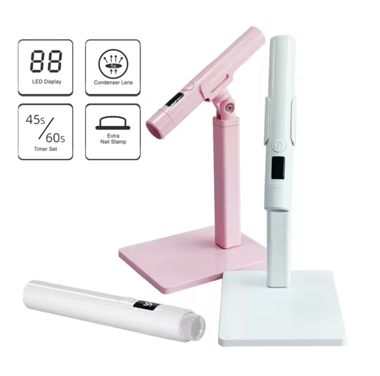 Portable Mini Led UV Lamp for Nails Gel Dry Cordless and Rechargeable Resin Curing UV Light White